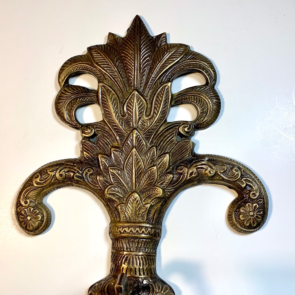 Brass Ornate Wall Candle Sconce - Picture 2 of 8